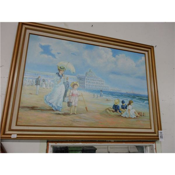 Framed Oil on Canvas Beach Day Artist Signed - 30  X  40