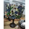 Image 1 : Leaded Glass Floral Torchier Style Lamp