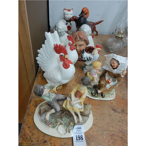 Figurines, Roosters, Asst. Décor