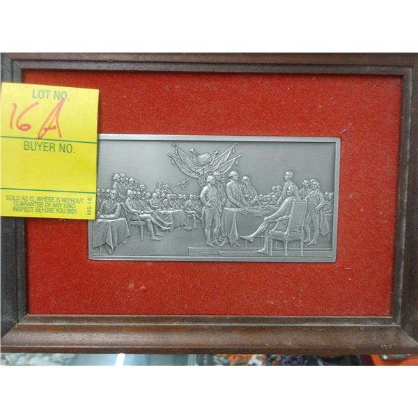 Declaration of Independence Framed Pewter Bar