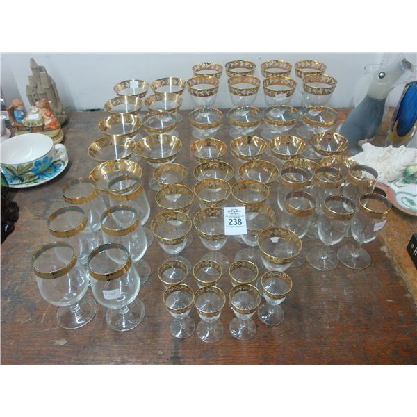 Gold Rimmed Stemware - Large Lot