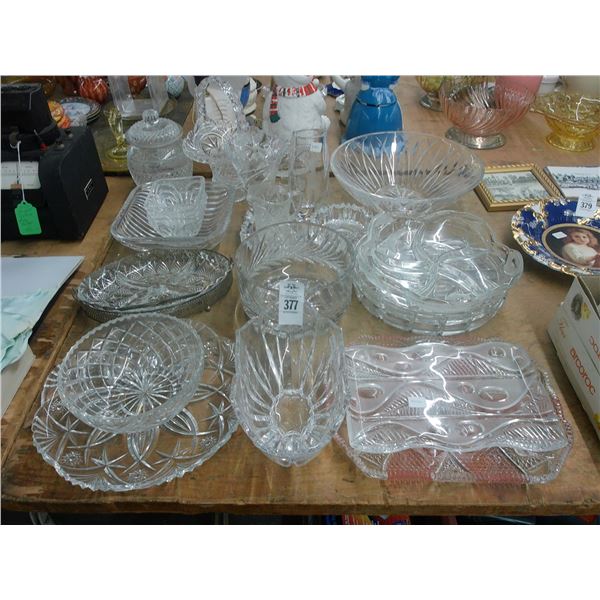 Asst. Crystal Dishes, Bowls, Baskets, Serving Items