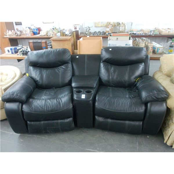 Black Leather Theater Seats - Set of 2
