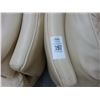 Image 2 : Beige Leather Vintage Round Tufted Swivel Chairs - Pair
