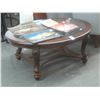 Image 1 : Ornate Iron Inset Oval Glasstop w/Coffee Table
