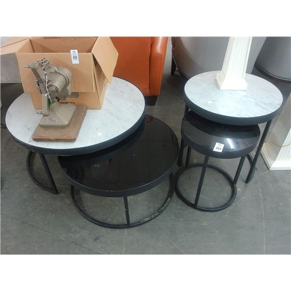Contemporary Round Coffee/End Tables 4 Pcs.