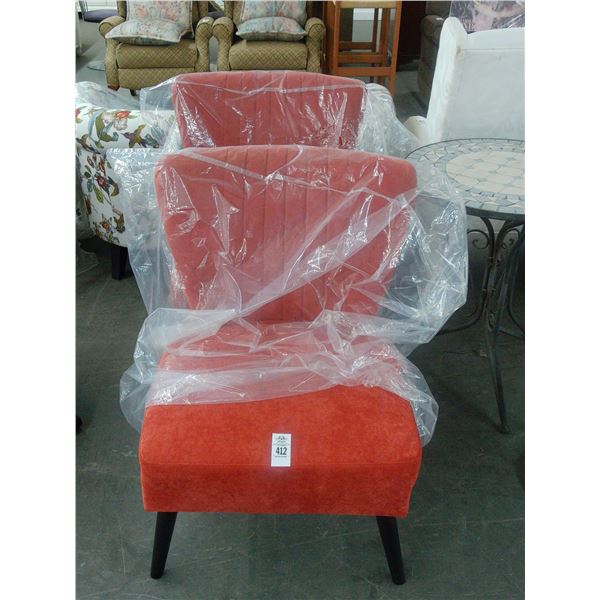 Red Cloth Designer Chairs - Pair