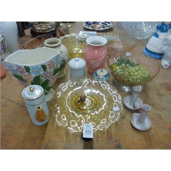 Glass Dishes, Bowls, Porcelain Vases, Candlesticks, Décor