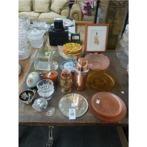 Floral/Glass Dishes, Bowls, Egg, Decanter, Décor