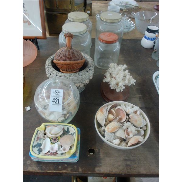 Jars, Sea Shells, Basket, Coral
