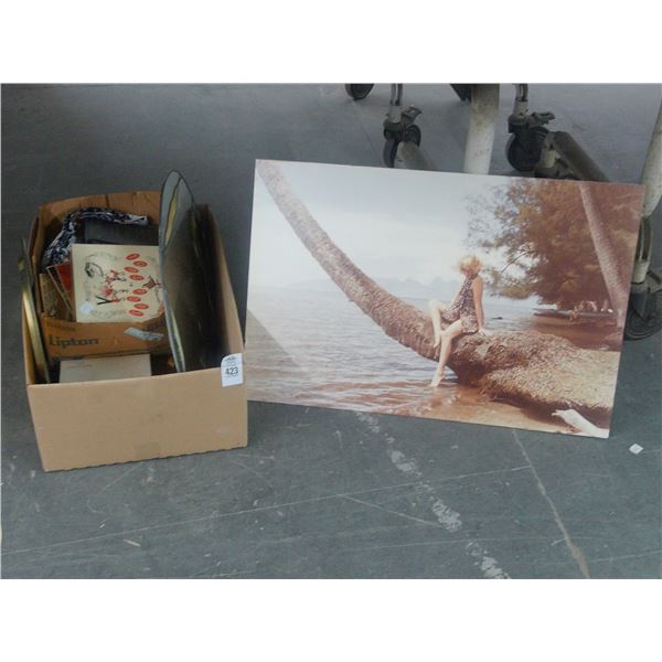Vinyl Records, Art Glass Mirror, Charger, Vintage Photo