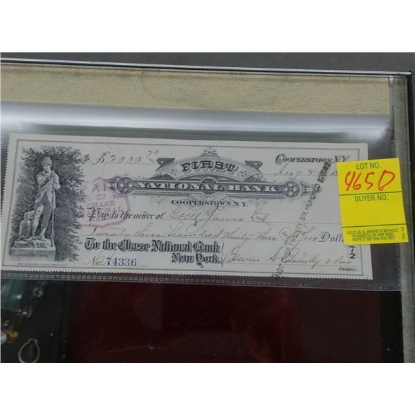 1905 First National Bank Copperstown, NY Paynent Certificate