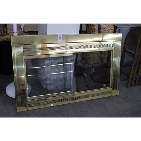 Brass w/Glass Door Fireplace Screen