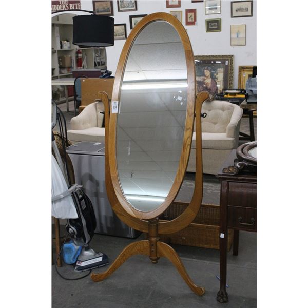 Wooden Oval Pedestal Vanity Full Length Mirror - No Shipping