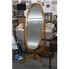 Image 1 : Wooden Oval Pedestal Vanity Full Length Mirror - No Shipping