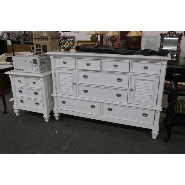 White Louver Door Dresser/Nightstands - 3 Pc. Set