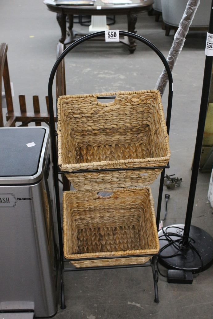 Double Basket Pedestal Storage Rack