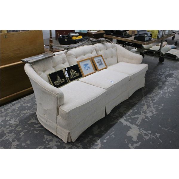 Beige Tufted Cloth Sofa