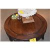 Image 3 : CHINESE HARDWOOD ROUND COFFEE TABLE, OPENWORK APRON (16" X 33")