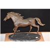 Image 2 : BRONZE HORSE SCULPTURE ON GREEN MARBLE BASE