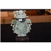Image 3 : CHINESE JADEITE CARVED VASE  W/LID & FINE STAND (8")