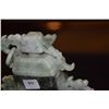 Image 4 : CHINESE JADEITE CARVED VASE  W/LID & FINE STAND (8")
