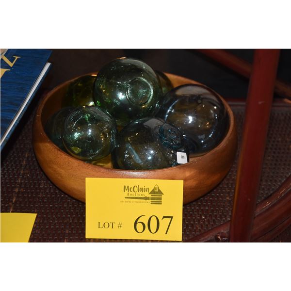 GLASS FISHING FLOATS (7 PCS) (DOES NOT INCLUDE BOWL)