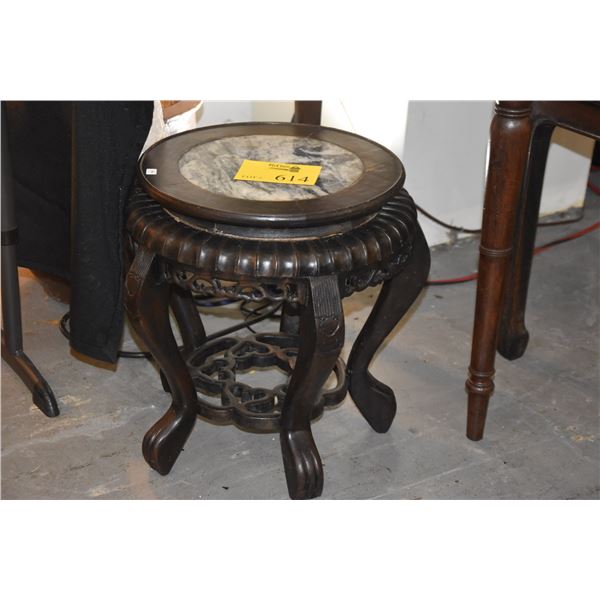 CHINESE STOOL W/INLAID MARBLE