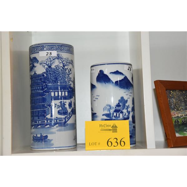 CHINESE BLUE & WHITE VASES (2 PCS)