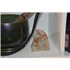 Image 2 : MIXED LOT: FISH SCULPTURE, BOWL, BOOK END & WHIP (4 PCS)