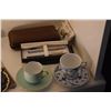Image 2 : MIXED LOT: FLASK, CUPS & SAUCERS, LETTER OPENERS, PENS, BOW TIES, CHOP, ETC.