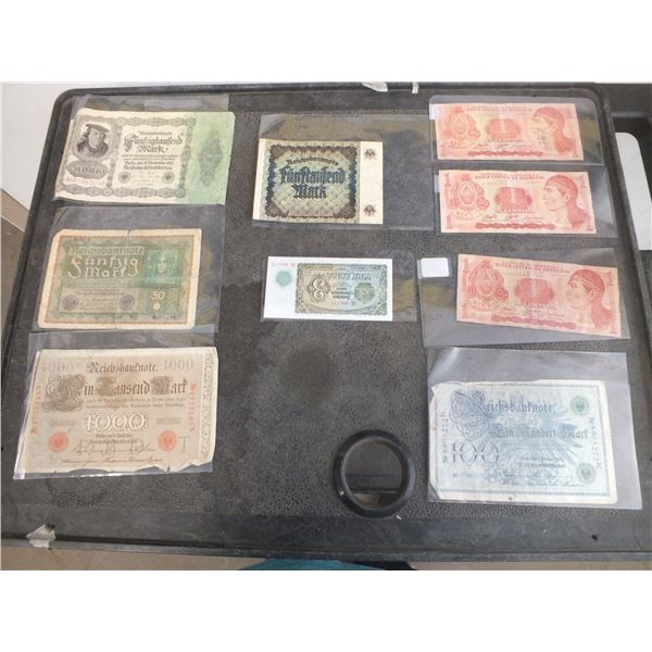 9 Assorted Foreign Bank Notes