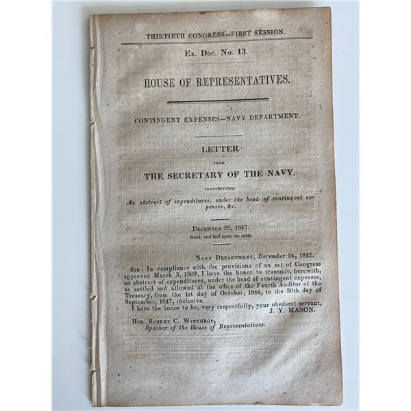 1847 United States. Navy Dept. Letter