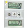 Image 1 : 1954, 1967 Canadian Dollar, 1967 Canadian 5 Cents, 10 Cents, 50 Cents Coin.