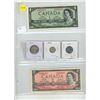 Image 1 : 1954 Canadian 1, 2 Dollar - 5 Cents, 10 Cents, 25 Cents Coin.
