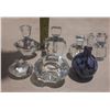 Image 1 : (4) Crystal Perfume Bottles, Art Glass Perfume Bottle, Crystal Candle Holder and Large Diamond.