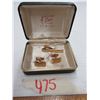Image 1 : Vintage art deco gold plated cufflinks and tie clip set