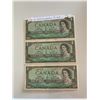 Image 1 : (3) 1954 Consecutive Canadian 1 Dollar.