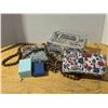 Image 1 : Collection of jewelry (Necklaces, Bracelets, Earrings) W/ Clear Chest and bag w/ Mirror