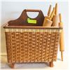 Image 1 : VINTAGE WICKER RACK ON LEGS & ROLLING PINS