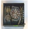 Image 1 : MENS GENEVA QUARTZ WATCH BLACK WITH BRACELETS NEW