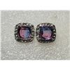 Image 1 : 12) SQUARE CUT HALO STUD EARRINGS WITH CLEAR