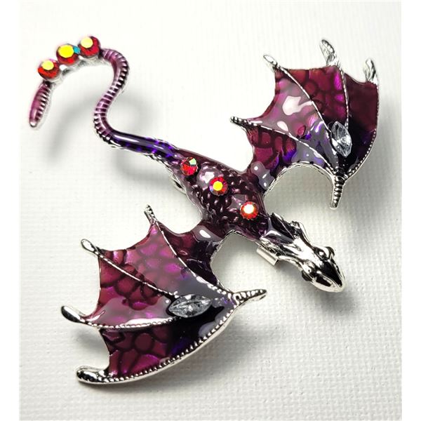 7) MULTICOLORED ENAMEL AND CRYSTAL DRAGON