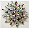 Image 1 : 9) CLEAR AND IRRIDESCENT CRYSTAL ROUND BROOCH