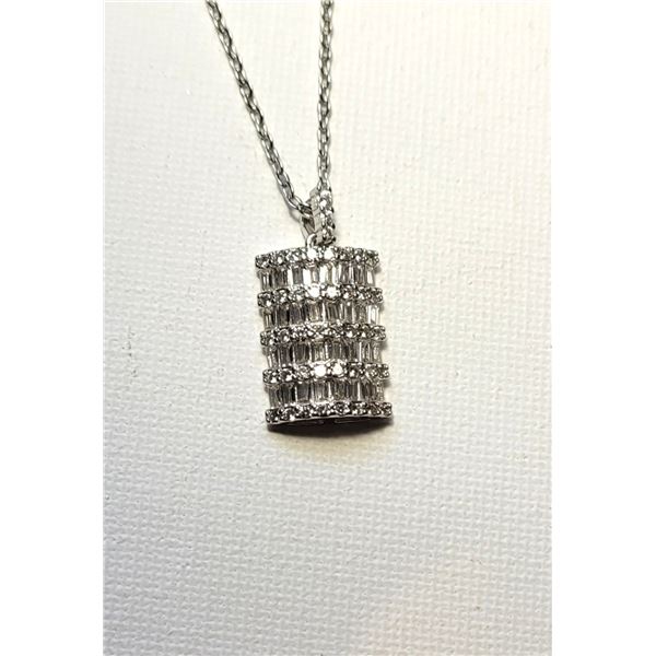 14) CHANNEL SET BAGGETTE & ROUND CZ PENDANT