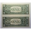 Image 2 : 21) LOT OF 2 USA $1.00 BANKNOTES W/CONSECUTIVE