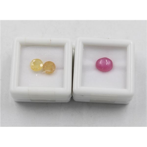 #198-NATURAL YELLOW SAPPHIRE 3.55CT & RUBY 3.55 CT
