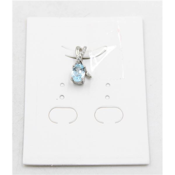 #74-NATURAL BLUE TOPAZ & CZ PENDANT