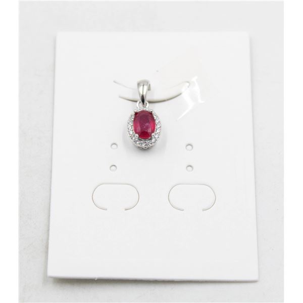 #133-NATURAL RUBY & CZ PENDANT