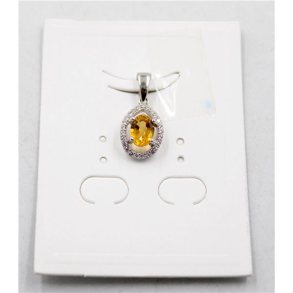#46-NATURAL YELLOW CITRINE & CZ PENDANT